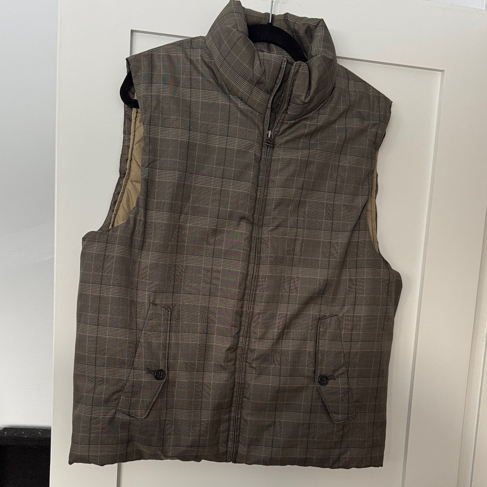 Banana Republic Men's Checkered Vest - Brown and Tan